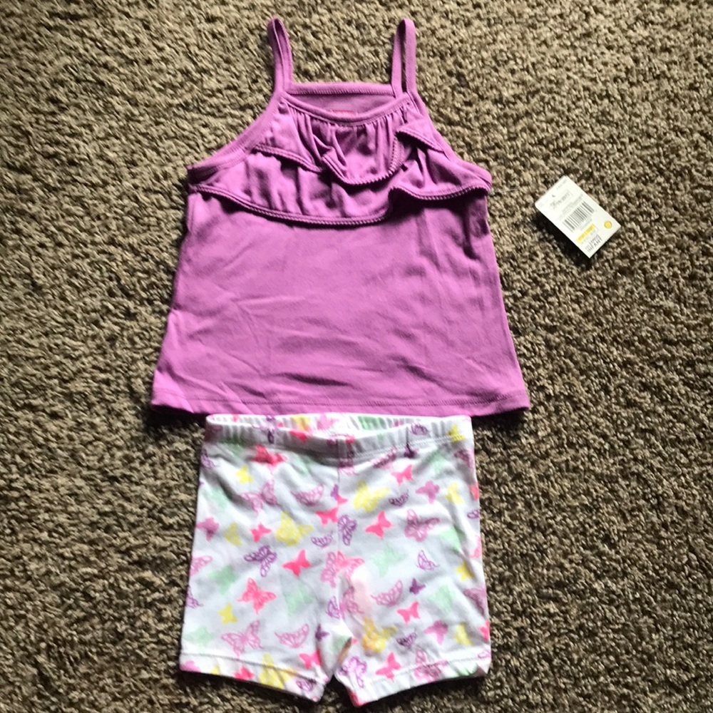 NWT Swiggles Marching Outfit Purple Ruffled Tank Top with Butterfly Shorts